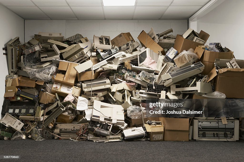 Discarded computer hardware