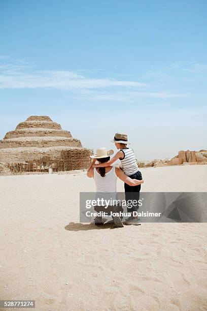 mother and son on vacation - egyptian family stock pictures, royalty-free photos & images