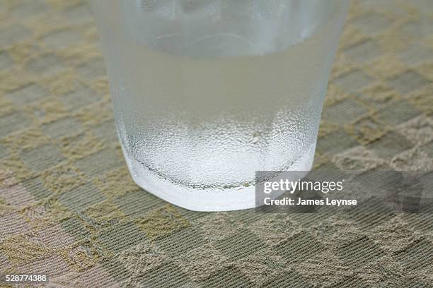 Condensation on a glass of water.