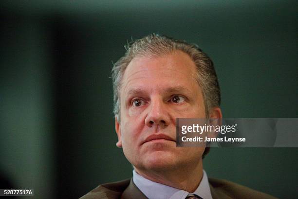 Arthur Sulzberger, Jr., Chairman and Publisher of The New York Times, speaking on day two of the New York Forum in New York City. The forum was...