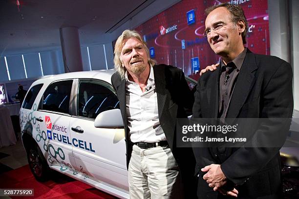 Sir Richard Branson , president of Virgin Atlantic; and Dr. Larry Burns, VP R&D at GM , at a press conference in New York City, where Virgin Atlantic...