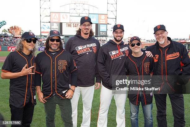 Guitarist Kirk Hammett , bassist Robert Trujillo, San Francisco Giants pitcher Jeff Samardzija, San Francisco Giants outfielder Gregor Blanco,...