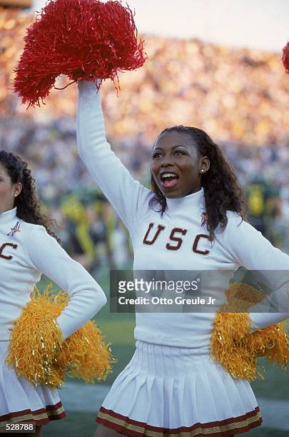 Cheerleader of the University of Southern California Trojans doing a cheer during the game against the Oregon Ducks at the Autzen Stadium in Eugene,...