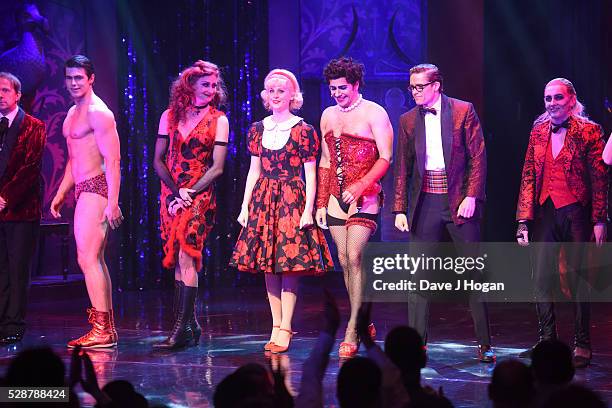 Cast members perform during "The Rocky Horror Show" tour at Richmond Theatre on May 6, 2016 in Richmond, England.