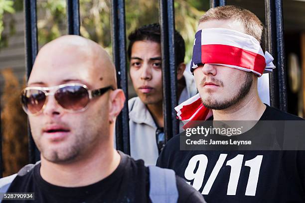 Conspiracists protest near ground zero on the 11th anniversary of the terrorist attacks on 9/11.