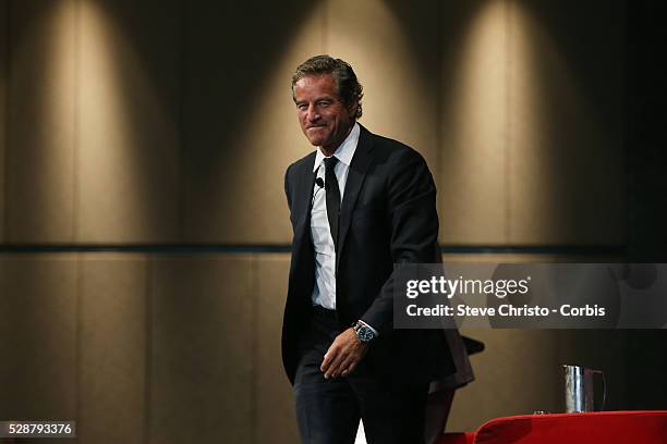 Yellow Brick Road Chief Executive and Celebrity Apprentice host Mark Bouris speaks at the Sydney FC In Business and Season Launch luncheon at the...