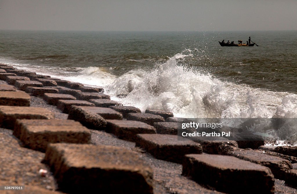 Spash of water,High tide,Beach-view of Digha