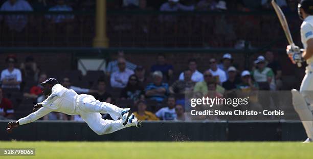 England's Michael Carberry dives to stop a shot from Ryan Carters at the S.C.G. Sydney, Australia. Wednesday 13th November, 2013. Photo: