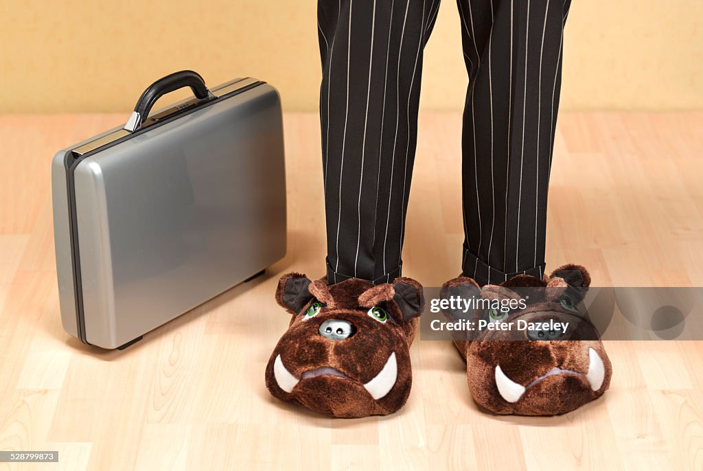 Banker with bulldog shoes