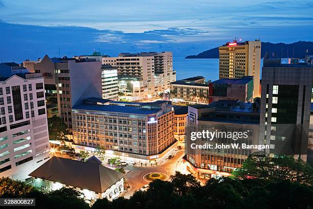 view of kota kinabalu city, sabah, malaysia - kota kinabalu stock-fotos und bilder