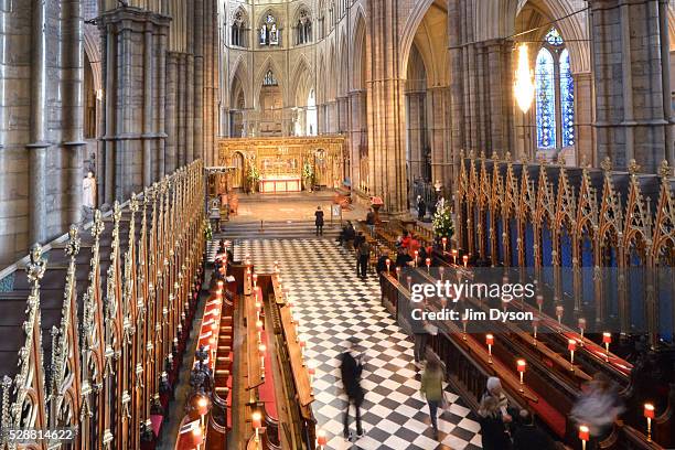 View of the choir and altar of Westminster Abbey, on January 13, 2015 in London, England. The Blitz aerial bombing offensive lasted for eight months...