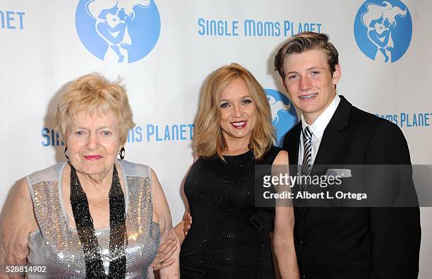 Actress Lisa Langlois, mother and son arrive for the Single Mom's Awards presented by Single Moms Planet held at The Peninsula Beverly Hills on May...