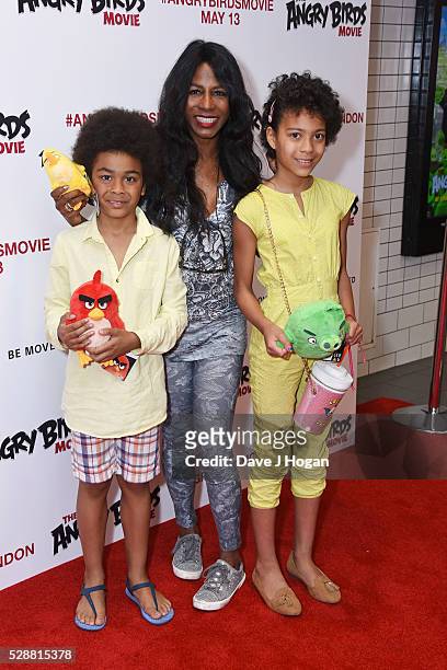 Sinitta with children Magdalena Willner and Zac Willner attend the UK gala screening of "Angry Birds" at Picturehouse Central on May 7, 2016 in...
