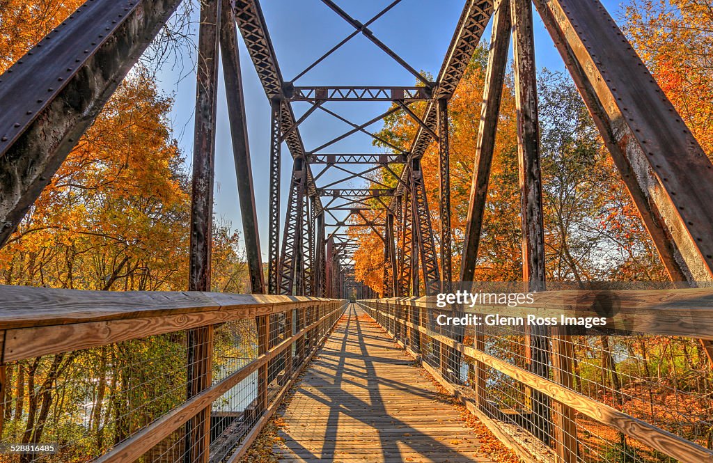 Bridge on Broad River in autumn