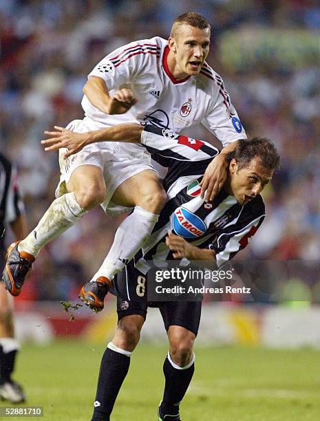 Champions League 02/03 Finale, Manchester; AC Mailand - Juventus Turin 3:2 i.E.; Andriy SHEVCHENKO/Mailand, Antonio CONTE/Juventus