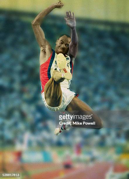 Mike Powell of the United State during the Long Jump event at the IAAF World Athletic Championships on 30th August 1991 at the Olympic Stadium in...