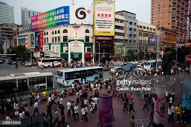 Busy shopping area in Changsha. Situated in the river valley along the lower part of Xiangjiang River, Changsha is the capital city of Hunan...