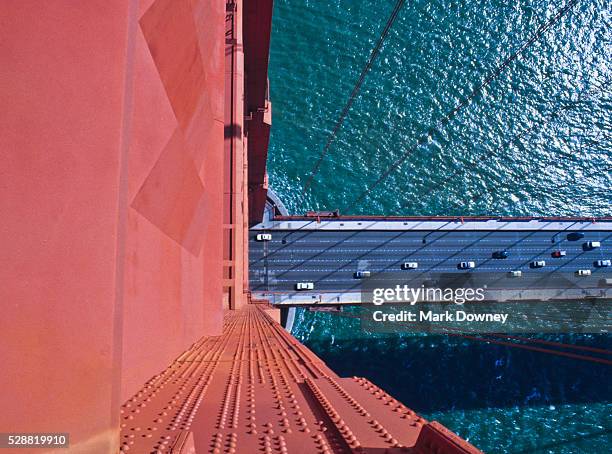 top of golden gate bridge, san francisco, ca - san francisco california aerial stock pictures, royalty-free photos & images