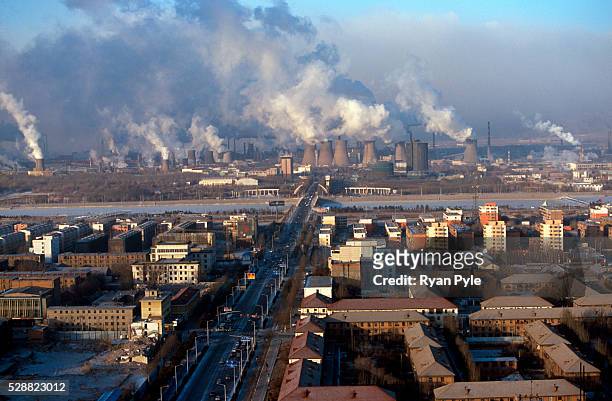 The Bao Steel mill in the morning, in Baotou, Inner Mongolia, China. Baotou is an excellent example of a one-industry town, and that industry is...