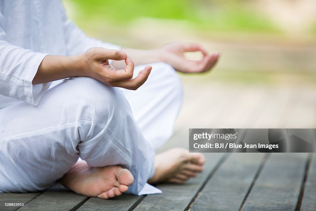 Young man practicing yoga