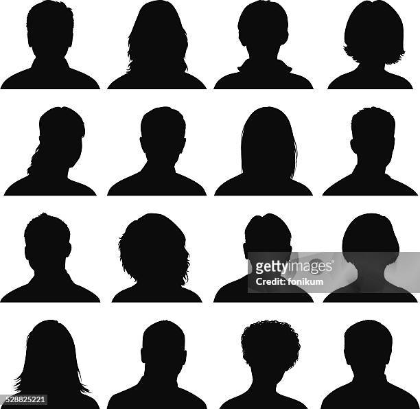 head silhouette icons - human head stock illustrations
