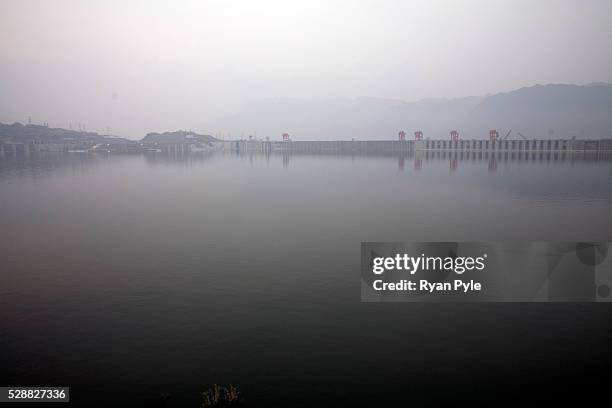 Looking out at the reservoir behind the Three Gorges Dam. The Three Gorges Dam Project, in Yicheng, Hubei, China is one of China's most controversial...