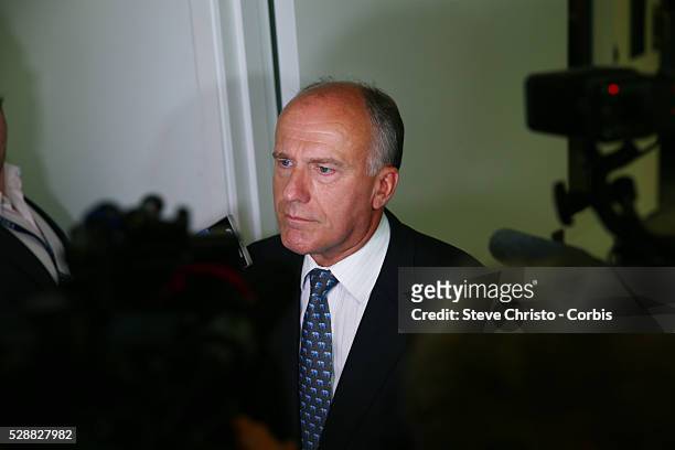 Senator Eric Abetz has a press conference after Tasmanian Senator Jaqui Lambie spoke at her press conference in Parliament House Canberra announcing...
