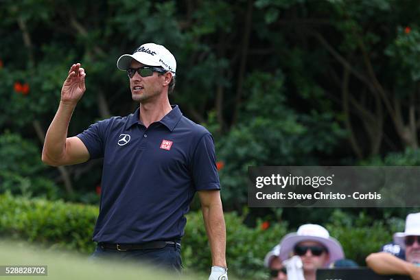 Australia's Adam Scott waits to tee off on the 6th hole at the Australian Open. Sydney Australia. Friday 28th November 2014 .