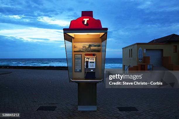Telstra phone box on the corso at Manly Beach. Sydney Australia. Monday 22nd December 2014 .