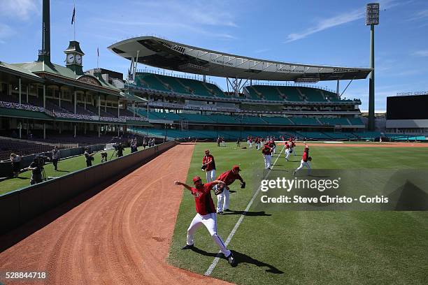 Arizona Diamondbacks training at the Sydney Cricket Ground. Sydney, Australia. Tuesday 18th March 2014.