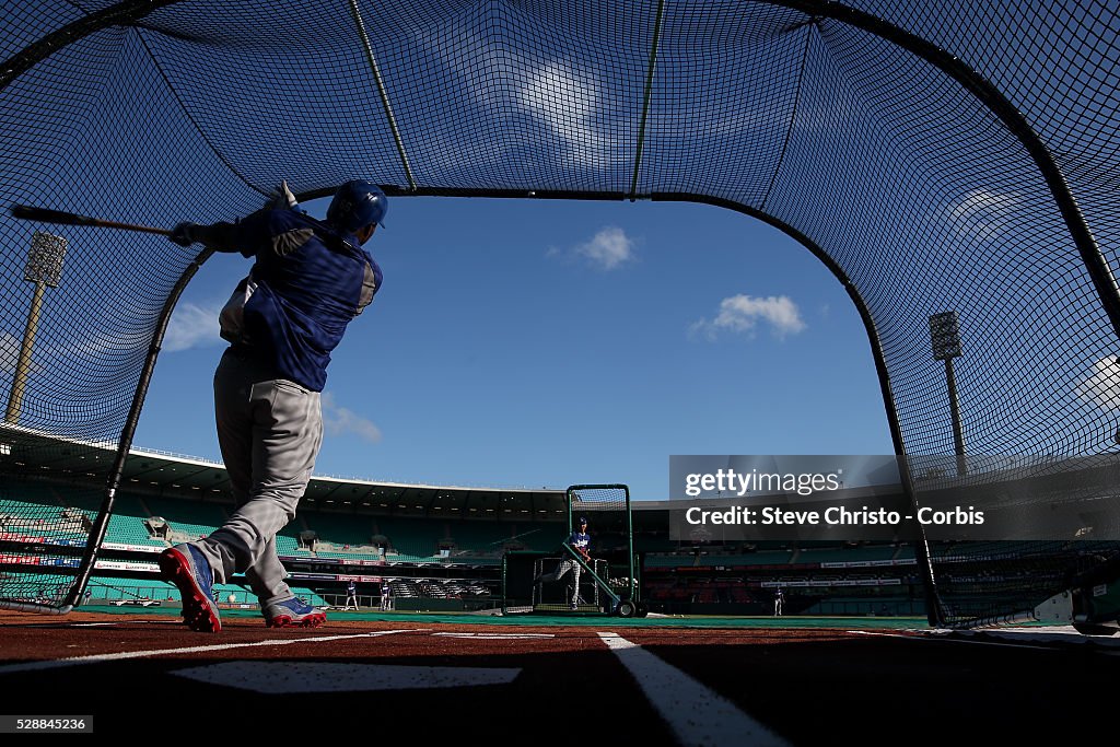 MLB - Los Angeles Dodgers batting practice at the Sydney Cricket Ground