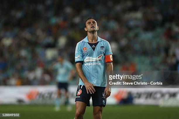 Sydney FC's Richard Garcia after missing a chance against Brisbane Roar at Allianz Stadium. Sydney, Australia. Friday 14th March 2014.