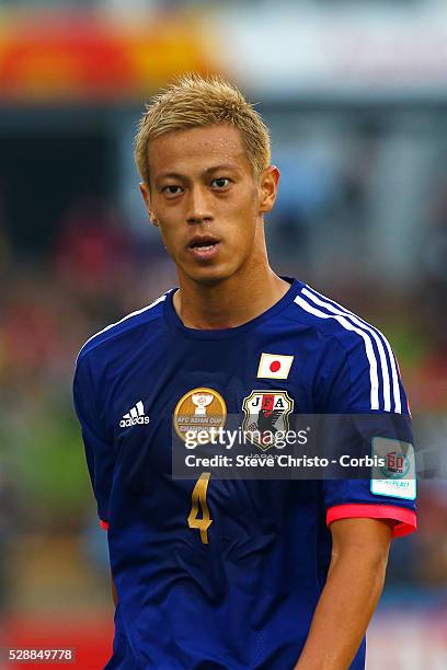 Japan's Keisuke Honda walks to take a corner against Palestine at Newcastle Stadium. Sydney Australia. Monday, 12th January 2015 .