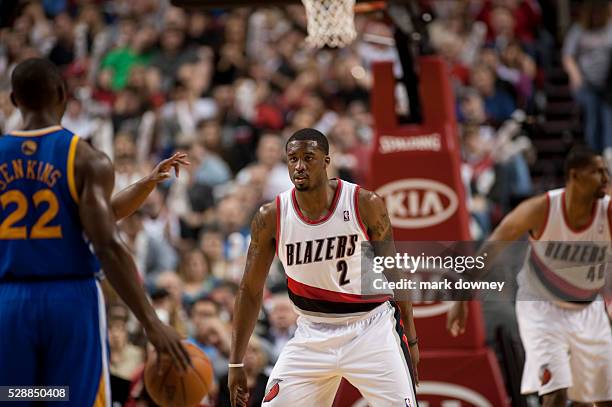 Wesley Matthews, a Portland Trail Blazer, at a game versus the Golden State Warriors. The Trail Blazers won 90 to 87.