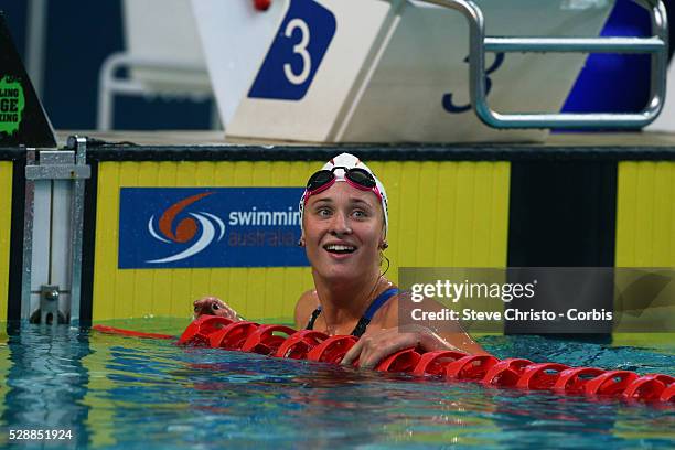 Women's 200m Butterfly final winner Madeline Grove at the Brisbane Aquatic Centre. Brisbane, Australia. Saturday 5th April 2014.