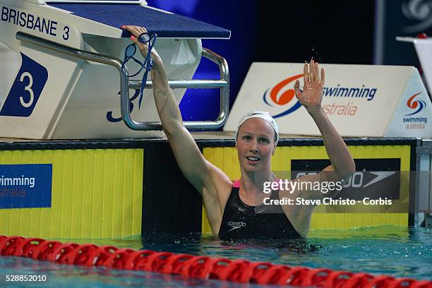 Women's 400m Freestyle final winner Bronte Barratt at the Brisbane Aquatic Centre. Brisbane, Australia. Sunday 6th April 2014.