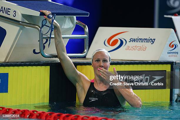 Women's 400m Freestyle final winner Bronte Barratt at the Brisbane Aquatic Centre. Brisbane, Australia. Sunday 6th April 2014.