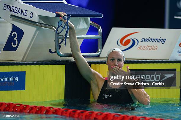 Women's 400m Freestyle final winner Bronte Barratt at the Brisbane Aquatic Centre. Brisbane, Australia. Sunday 6th April 2014.