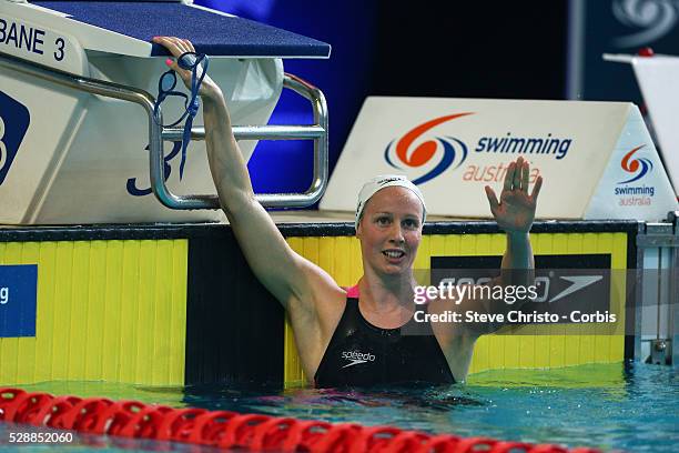 Women's 400m Freestyle final winner Bronte Barratt at the Brisbane Aquatic Centre. Brisbane, Australia. Sunday 6th April 2014.