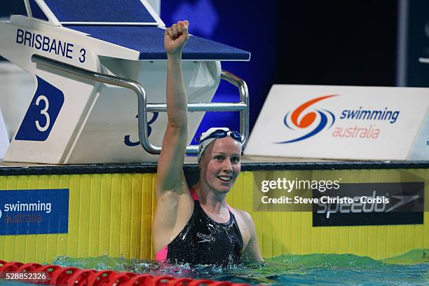 Women's 400m Freestyle final winner Bronte Barratt at the Brisbane Aquatic Centre. Brisbane, Australia. Sunday 6th April 2014.