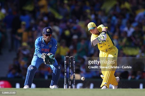 Australia's Steve Smith batting against India at the Sydney Cricket Ground , Australia. Thursday, 26th March 2015