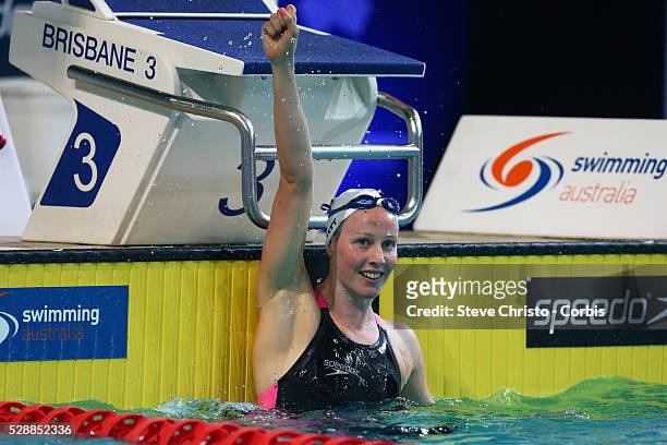 Women's 400m Freestyle final winner Bronte Barratt at the Brisbane Aquatic Centre. Brisbane, Australia. Sunday 6th April 2014.