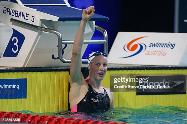 Women's 400m Freestyle final winner Bronte Barratt at the Brisbane Aquatic Centre. Brisbane, Australia. Sunday 6th April 2014.