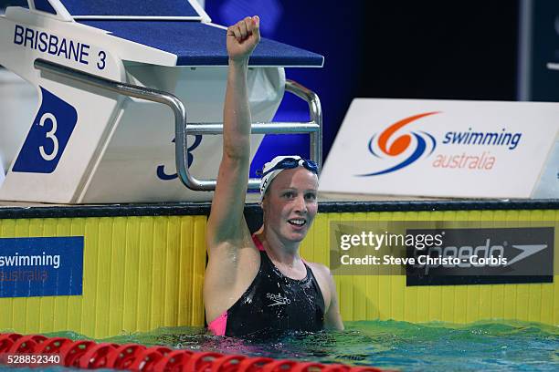 Women's 400m Freestyle final winner Bronte Barratt at the Brisbane Aquatic Centre. Brisbane, Australia. Sunday 6th April 2014.