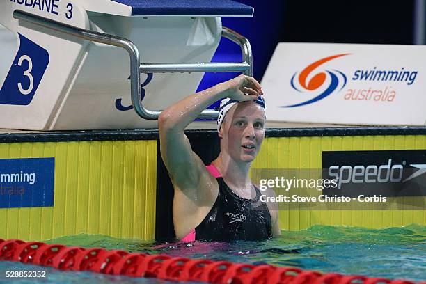 Women's 400m Freestyle final winner Bronte Barratt at the Brisbane Aquatic Centre. Brisbane, Australia. Sunday 6th April 2014.