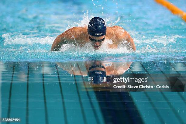 Men's 200m IM final winner Daniel Tranter at the Brisbane Aquatic Centre. Brisbane, Australia. Sunday 6th April 2014.