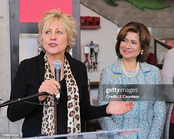 Co-founder and CEO of Equator Coffee Helen Russell speaks as Administrator of the U.S. Small Business Administration Maria Contreras-Sweet attends a...