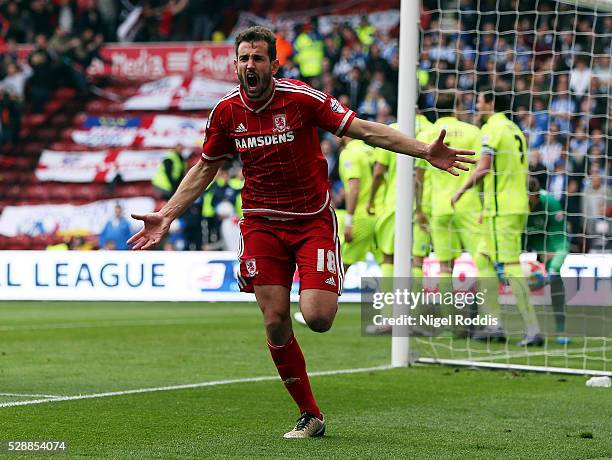 Cristhian Stuani of Middlesbrough celebrates scoring during the Sky Bet Championship match between Middlesbrough and Brighton and Hove Albion at the...