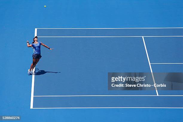 Tennis……Apia International Tennis, Sydney Olympic Park Tennis Centre. Women's singles match, round 2. China's Li Na v Japan's Ayumi Morita on centre...