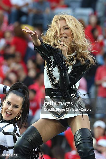 Havana Brown performs before the match between Australia and Korea Republic at Stadium Australia. Sydney Australia. Saturday, 31st January 2015 .